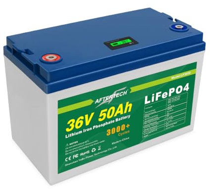 AFTERTECH 36 V 50 Ah LIFEPO4 Wiederaufladbare Lithium-Batterie Eisen Phosphat Batterie 3000+ tiefe Zyklen 38,4 V 1920 Wh