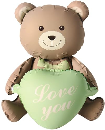 DIWULI XXL Teddy-Bär Luftballon - Love you Herz Folien-Ballon Liebe