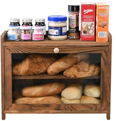 Ikee Design Holz-Tisch-Aufbewahrungsschrank, Arbeitsplattenschrank, Holz-Organizer für Küche, Wohnzimmer, Schlafzimmer, Badezimmer, Büro mit magnetischer Tür aus gehärtetem Glas. Farbe: Braun