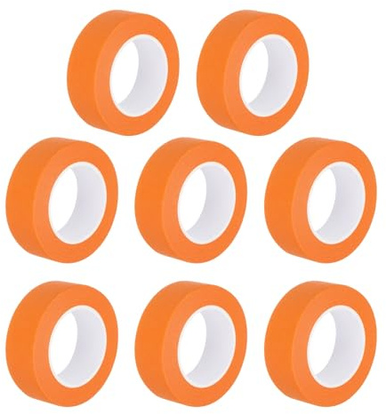 sourcing map Lot de 8 rouleaux de ruban de masquage orange de 2,3 cm de large pour la maison, le bureau, les entrepreneurs commerciaux, papier crépon propre et anti-goutte