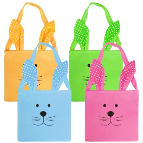 4 stycken påskväskor med öron, påskharpåsar, påskpåsar, fleece-tyg, souvenirväska med handtag, påskpåse för fyllning, påskdekoration, påskkorgar, pysselsaker, dekoration