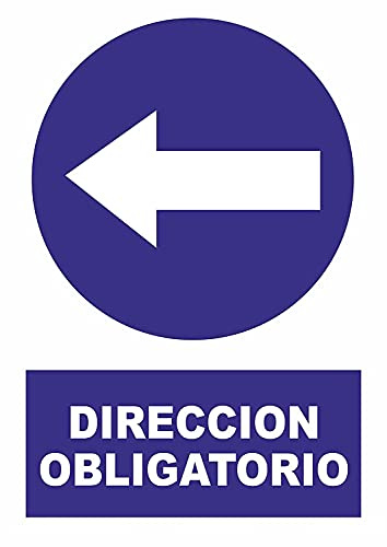 FERRETELIX® Cartel PVC 40 cm x 30 cm – “Dirección Obligatoria Izquierda” – Señalización de Seguridad Vial – Espesor 1 mm