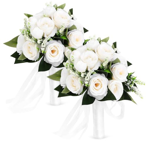 GOOHOCHY 2stücke Künstliche Brautsträuße Hochzeitsblumen Elegantem Design Für Hochzeiten Jubiläen Und Fotoshootings Leicht Und Tragbar Dekoration Für Besondere Anlässe