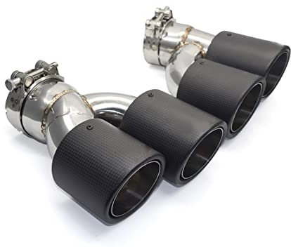 Dual Out Auspuffblende Carbonfaser Schalldämpferblende H-förmiges Endrohr Kompatibel mit BMW 525i 528i 530i G30 G31 2018 5er-Reihe Auspuffblende(Carbon Fiber A)