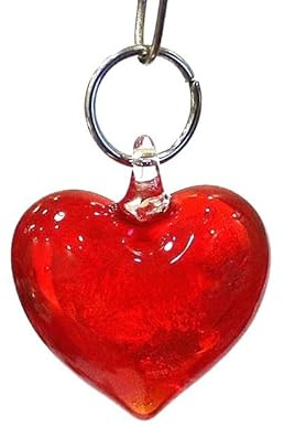 LiuliuBull 2 Stück Mini-Herzanhänger aus rotem Glas – süße Ornamente in Liebesform for die Herstellung von DIY-Schmuck und Hochzeitsdekoration.