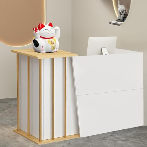 Empfangstresen mit Aufbewahrungsfächern - Moderne Verkaufstheke für Friseursalon oder Kosmetikstudio,Hotel Small Bar Beauty Salon Bekleidungsgeschäft Kassierer Rezepti(Size:140x40x90cm,Color:weiß)