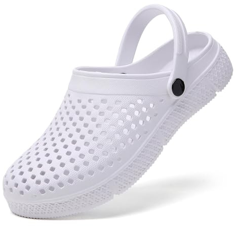 Trädgårdskläskor för kvinnor, kvinnors slip-on trädgårdsskor pool strand duschtofflor inomhus utomhus promenadtofflor, Vitt, 39.5 EU