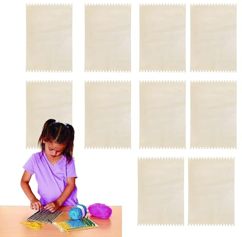 Generisch Garn Webbrett,10 Stück Holz Strickbrett, Ergonomisches Holz Strickwerkzeug Einfach Tragbar Für Textilkunst Schulprojekte Wohnkultur Erwachsene Senioren