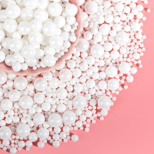 Edible White Pearl Sprinkles for Cake Decorating,130g Pearl Sugar Mix Size Baking Candy Decorations,Cupcake Toppers Cookie Donuts Ice Cream,Birthday Party Dessert Supplies | 130g,Baking Decorations for Cookies Donuts,Cupcakes Toppers,Wedding Birthday Party,Anniversary,Themed Holiday Party Supplies
