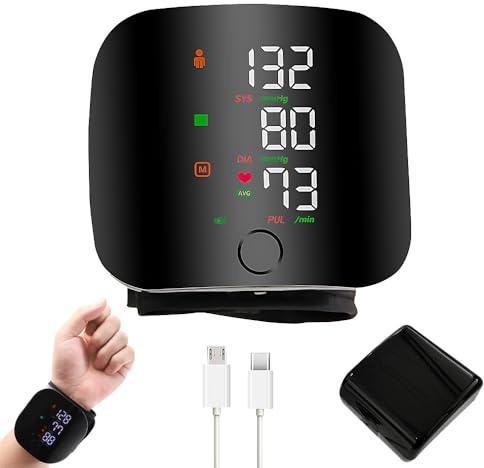 Gobesty Wrist Blood Pressure Monitor, Automatic Blood Pressure Monitors Wrist with LED Touch Screen, Blood Pressure Machines Automatic Voice, Rechargeable Wrist BP Monitor for Home Office Travel Use