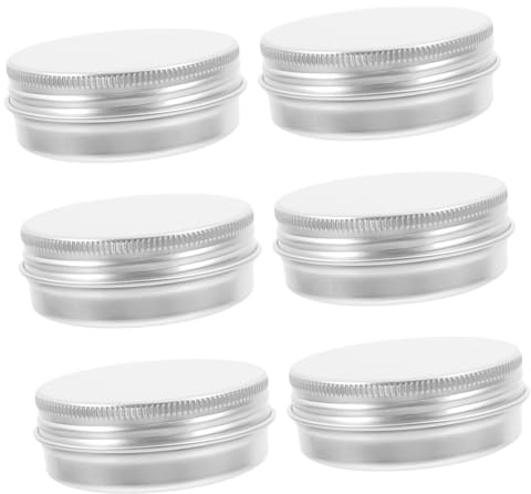 UKCOCO Lot De 6 Petites Boîtes En Aluminium 30 Ml 52x20 Mm Avec Couvercles à Vis, Boîtes De Rangement Métalliques Rondes Hermétiques, Flacons De Toilette Portables Pour Voyage Et Loisirs Créatifs