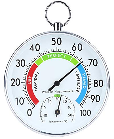 Termómetro Higrómetro de precisión, Medidor de Termohigrómetro Analógico, 10 CM Temperatura Humedad con Colgante para Hogar Almacén Oficina