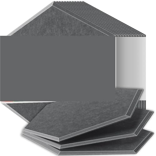 Panneaux Acoustiques Hexagonaux Panneaux insonorisants haute densité résistants aux flammes absorbant le bruit éliminant les échos(45 River Gray,18 Pcs,1.2cm Medium Density)