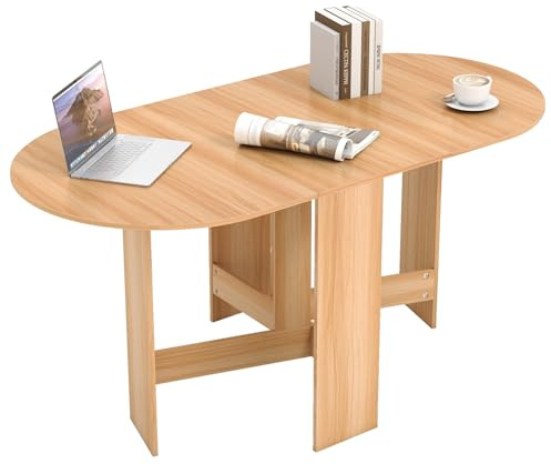 COSTWAY Esstisch klappbar, Küchentisch aus Holz, Esszimmertisch für 4-7 Personen, bis 60 kg belastbar, für kleine Räume, 163 x 80 x 75 cm (Natur)