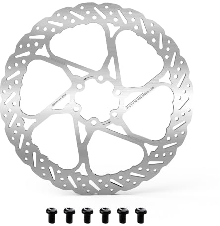 Bike Disc Brake 180mm Stainless Steel Bicycle Rotors with 6 Pcs Screws | 6-BOLT DISC ROTOR High-tensile stainless steel brake rotor. Rapid heat dissipation, quiet & rust-proof for MTB/Road.