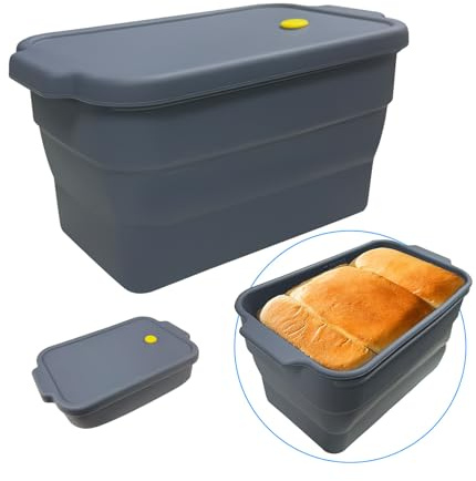 Brödstopp med lock, vikbar silikon bakform, rostat bröd bakform, bröd bakningsform antihaftbelagd, återanvändbar för tillverkning av rostat bröd (1 st, grå, 22,5*12,5*12,5 cm)