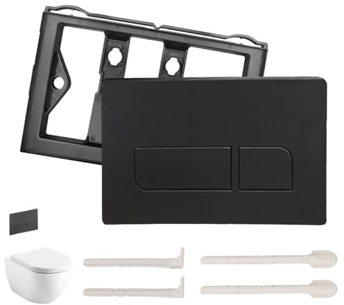 PEEXTBB Placa de Accionamiento WC, 164 x 246 mm Doble Descarga, con Palanca de Descarga y Marco de Instalación, Compatible con Series GEBERIT SIGMA01, 20, 30, 50 UP300, Negro