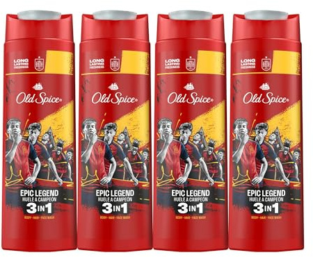 Old Spice Epic La Roja Campeones Gel Ducha y Champú 3 en 1, 4x400ml