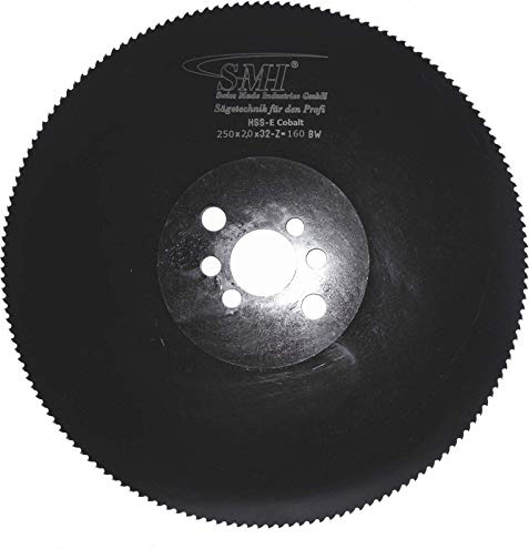 SMI Metall-Kreissägeblatt HSS-E Cobalt 250 x 2,0 x 32 mm 160 Zähne Sägeblatt Kreissägeblatt Metallsägeblatt geeignet für die Edelstahlbearbeitung