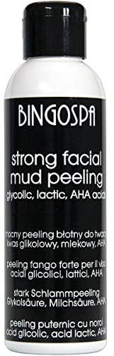 Starker Gesichtsschlamm Peeling mit Glykolsäure, Milchsäure, AHA Fruchtsäure 120 ml BINGOSPA