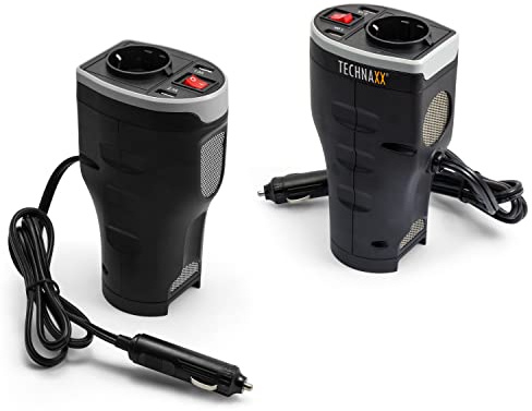 Technaxx Zigarettenanzünder Steckdose für Ihr Auto mit 2 USB Ports – Stromwandler Kfz Adapter Steckdose - 12v auf 230v Spannungswandler – Wechselrichter TE13