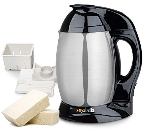 Tribest Soyabella SB-132-220V Deluxe Automatic Nut Milk & Soy Milk Maker Machine with Tofu Maker, Black/Stainless Steel