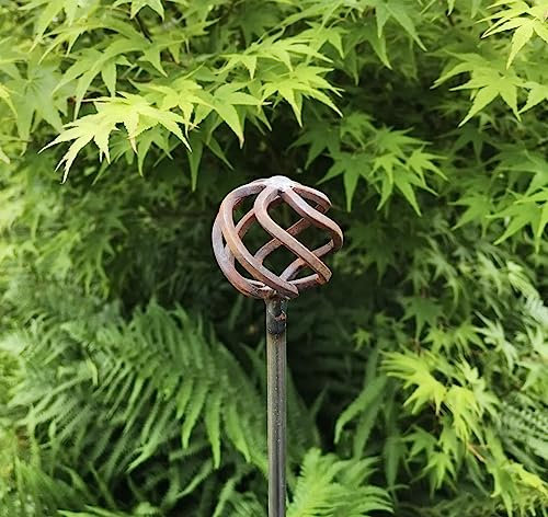 GAP GARDEN PRODUCTS Outdoor Metal rust Decorative Small Cage Top Plant Stake/support,garden art (4ft Tall -120cm) Pack of 3