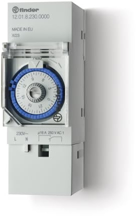 Finder 120182300000PAS Zeitschaltuhr, mit Tagesprogramm, mechanisch, 16 A, 230 V