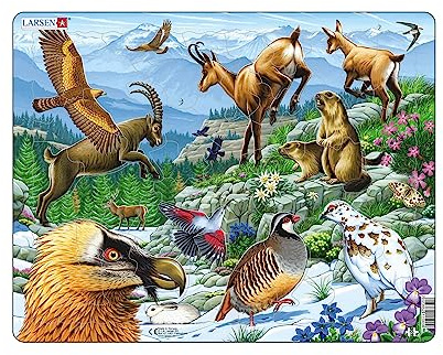 Larsen FH12 Rahmenpuzzle für Kinder I Wunderschöne Landschaft der Alpen I Puzzle ab 6 Jahren I Tolles Kinderpuzzle mit 55 Teilen I Spielspaß & Lernen