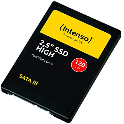 Intenso Interne 2,5 SSD SATA III High, 120 GB, 520 MB/Sekunden, Schwarz