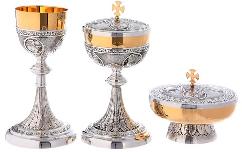 Kelch Ziborium Hostienschale Messing Keltenkreuz, Ziborium