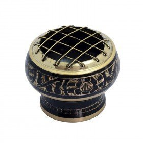 Indian, bol décoratif en cuivre gravé, encensoir mesurant 5 x 5,5 cm environ