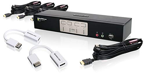 IOGEAR 2 Port HD-Kabel KVM mit DisplayPort Adapter (GCS62HDPKIT) 4-Port
