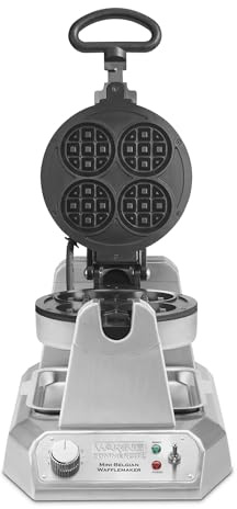 Waring Commercial WMB400X Single Mini Belgian Waffle Maker w/Cast Aluminum Grids 120V, 1200W 5-15 Phase Plug