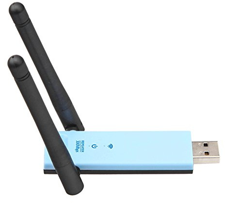 Fesjoy Extensor de Rango Inalámbrico de 300 Mbps Repetidor WiFi USB Amplificador Amplificador de Señal Antenas Duales Azul con Negro