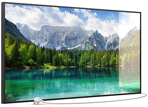 STEINFELD Heizsysteme® Glas Bild Infrarotheizung Flachheizkörper mit Thermostat | Made in Germany | viele Motive 350-1200 Watt Rahmen schwarz (750 Watt, 057 türkisfarbener See)