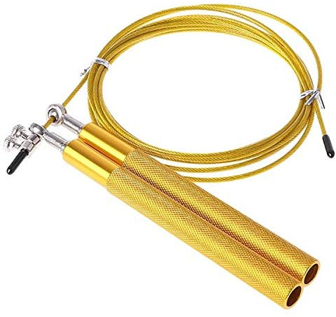 DLRSET Universalseil -Springseil, Professionelle Geschwindigkeit Jump Rope for Boxen Fitness überspringen Training mit Ersatzkabel (Color : Yellow)