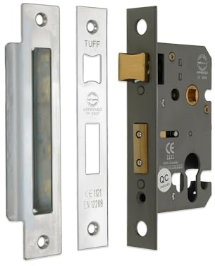 CE Rated-Euro Profile Mortice Door Lever Sash Lock Case Cylinder Keyhole 2.5/3 (2.5 Inch, Chrome)