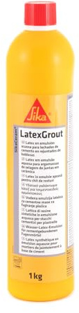 Sika - SikaCeram LatexGrout, Blanco - Látex de resinas sintéticas para masillas de cemento - Para suelos de alto tráfico peatonal - Botella de 1 kg