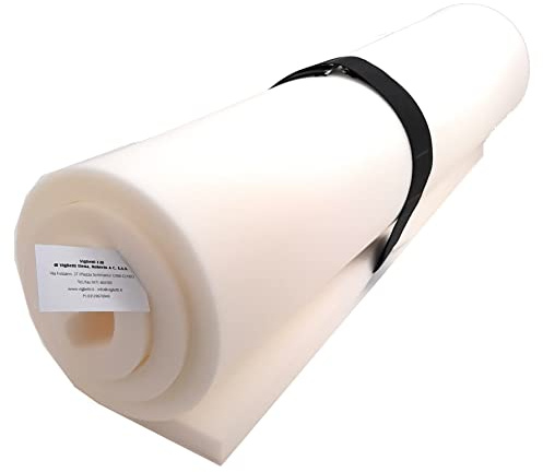Viglietti Skumgummi - Anpassningsbart skum av polyuretan - Perfekt för soffor, fåtöljer och pallar - platt, 200 x 100 cm (vit, h.1)