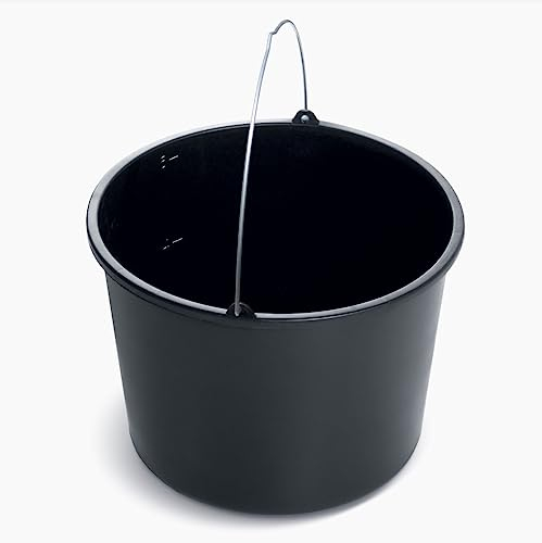 Plastic Bucket Black Heavy Duty Standard Builders Equestrian Plastic Storage Bucket With Strong Handle & Spout for Food Storage, Garden, Cleaning, Kitchen- Versatile – Colourful - Black 5L (1)