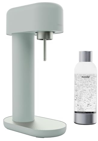 Mysoda Ruby 2 - Machine à eau pétillante design avec une bouteille d'eau en PET (sans cylindre de CO2) - Vert sauge (Pigeon)