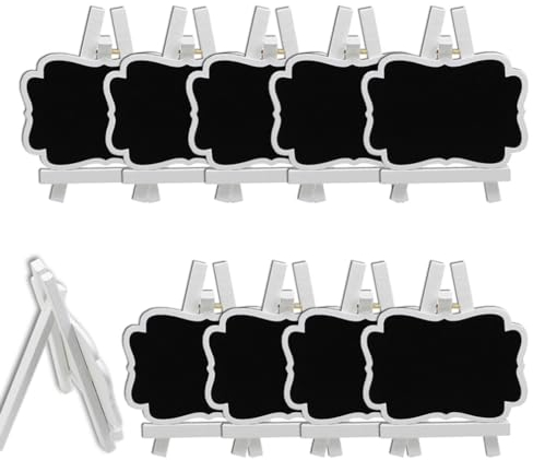 Garneck 15pcs Wood Tags Desk Topper Wall Bracket Small Wooden Chalkboards Mini Balckboard Event Decoration Tabletop Chalk Board Mini Wooden Chalkboard Wood Art Card Table Menu Office White