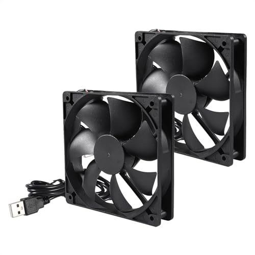 2 Stück 12 cm 5V DC, 120 x 120 x 25 mm Brushless, USB-Gehäuse-Kühler-Lüfter，120-mm-Lüfter, 5 V, USB, bürstenlos, 12025, 120 x 25 mm, zum Kühlen von PC-Computergehäusen, CPU-Kühlern, Heizkörpern