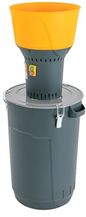 Mulino elettrico per cereali da 60 l, con secchio da 13,7 l, 1300 Watt, motore elettrico, mulino per cereali, 400 kg/h, con lama in acciaio inox, 5 colini inclusi (60 L)
