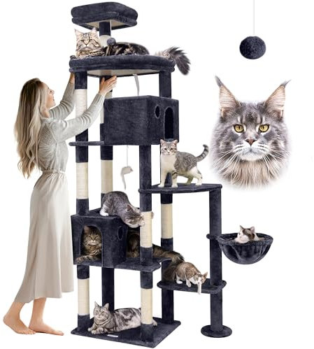 Globlazer Giant Cat Tree, 83 inch Cat Tree for Indoor Cats Large Adult, XXL Cat Tower with 9 Scratching Posts for 20lb+ Heavy Duty Large Adult Cats, F83, Dark Grey