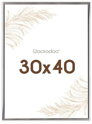 Wackadoo Bilderrahmen 30x40 Silber Fotowand Fotorahmen aus leichtem Kunststoff mit Glas Picture frame Poster