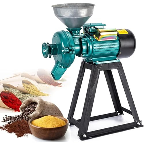 LSBHPPD Macinino Elettrico Commerciale Macinino per Cereali Secchi Macinino/Smerigliatrice Miscelatore Elettrico Multifunzionale per Mangime per Grano E caffè con Imbuto,Green