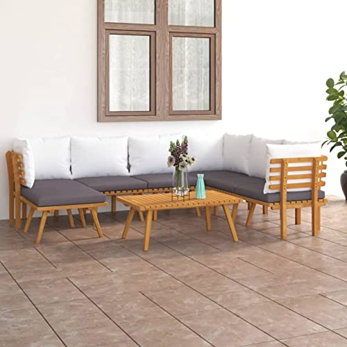 SECOLI Lounge Gartenmöbel Set Holz mit Tisch Gartenlounge Holz Set Lounge Sofa Outdoor Holz Balkon Lounge Sofa Ecksofa Sitzgruppe Garten Holz Gartengarnitur Massivholz Akazie-8-tlg-2