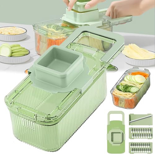 2024 New Multifunctional Grater, 2024 New Multifunctional Grater Vegetable Chopper, Six Cutting Tools Round Vegetable Chopper Food Chopper With Container, Multi-Functional Chopping Tool (A-3 Blades)